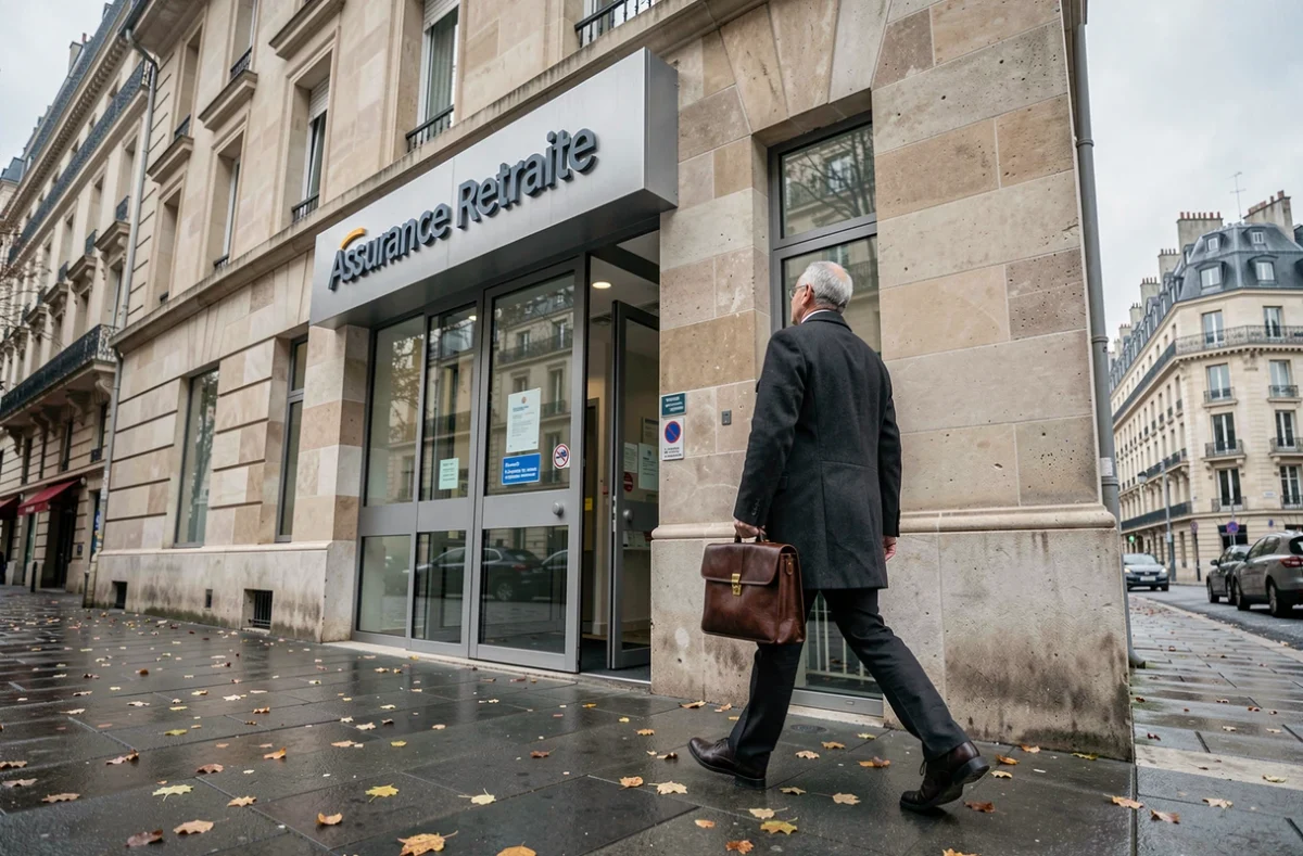 Homme se rendant dans une agence Assurance Retraite pour ses démarches de retraite CNAV
