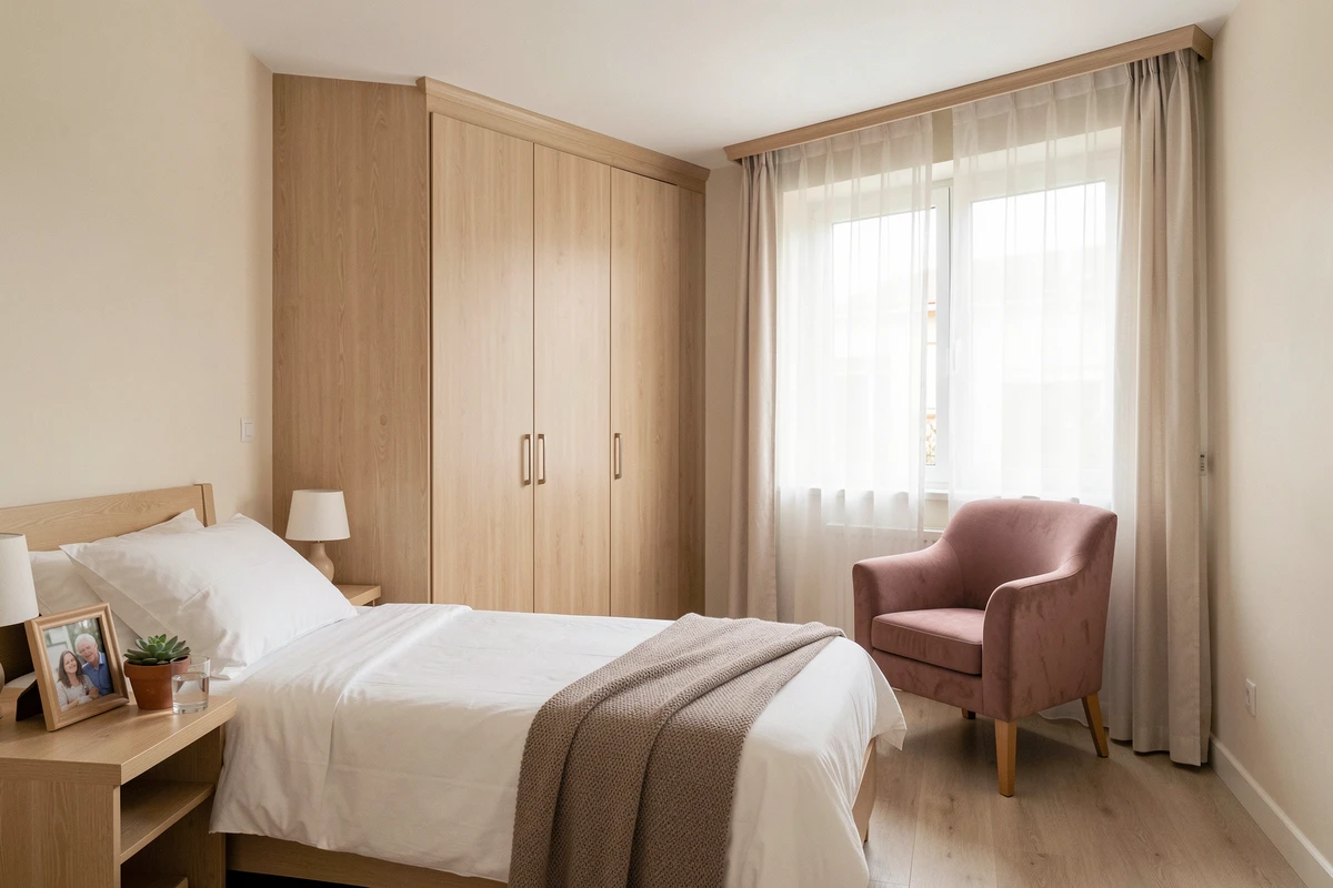 Chambre individuelle lumineuse et confortable dans un établissement EHPAD à Ibos, Hautes-Pyrénées