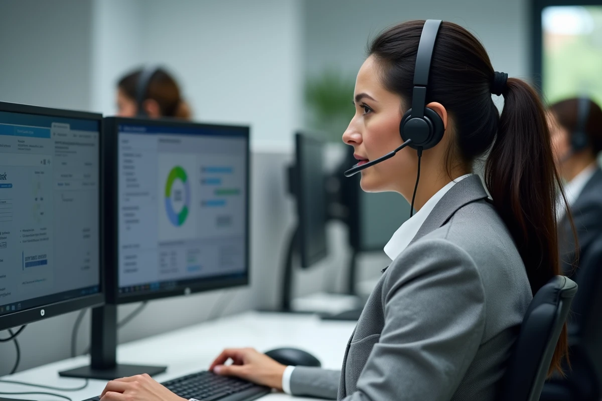 Conseillère du service client Carsat aidant un assuré à résoudre un problème de connexion à son espace personnel en ligne
