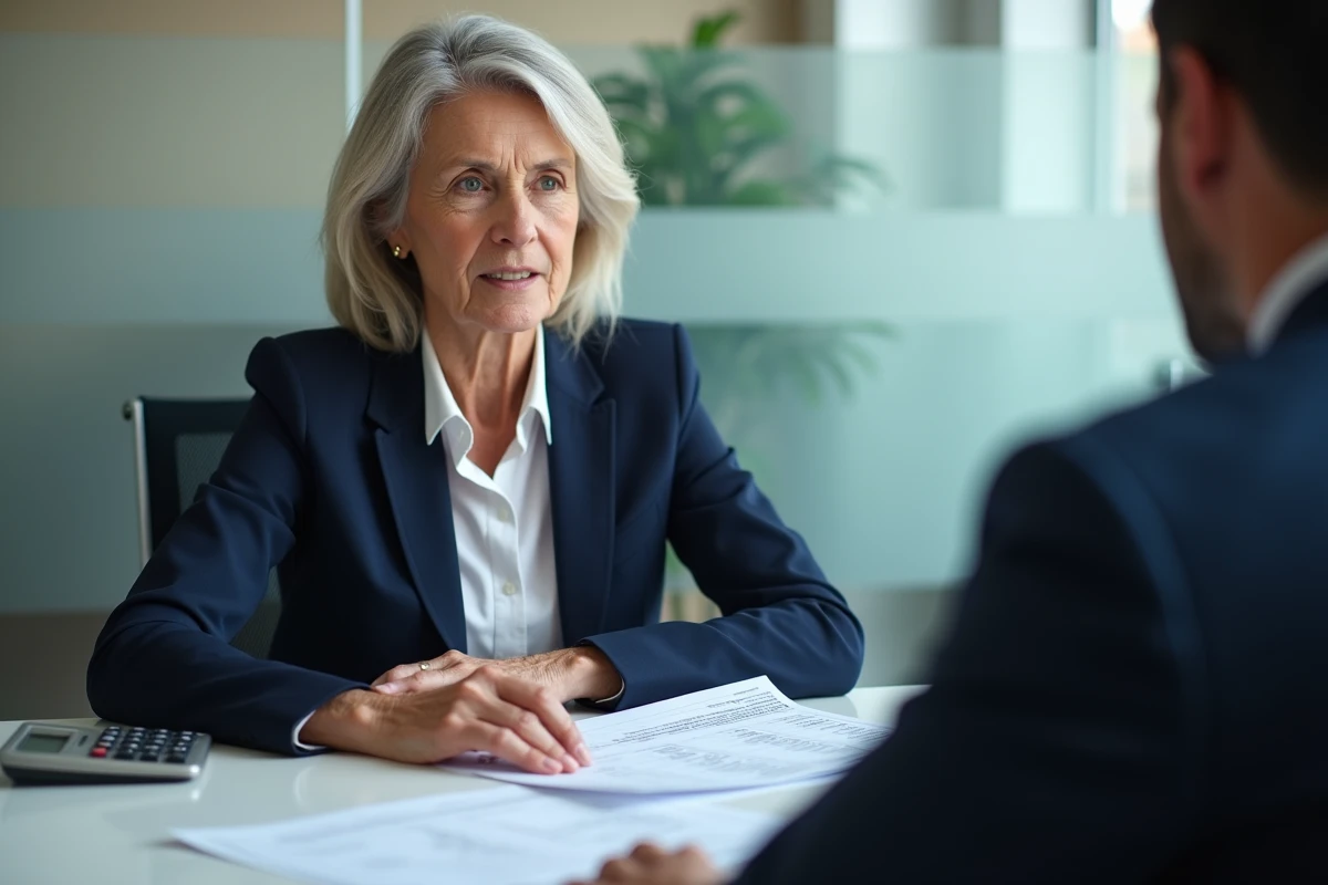 Femme retraitée en consultation avec un conseiller financier pour optimiser sa retraite complémentaire Agirc-Arrco face à la revalorisation 2026