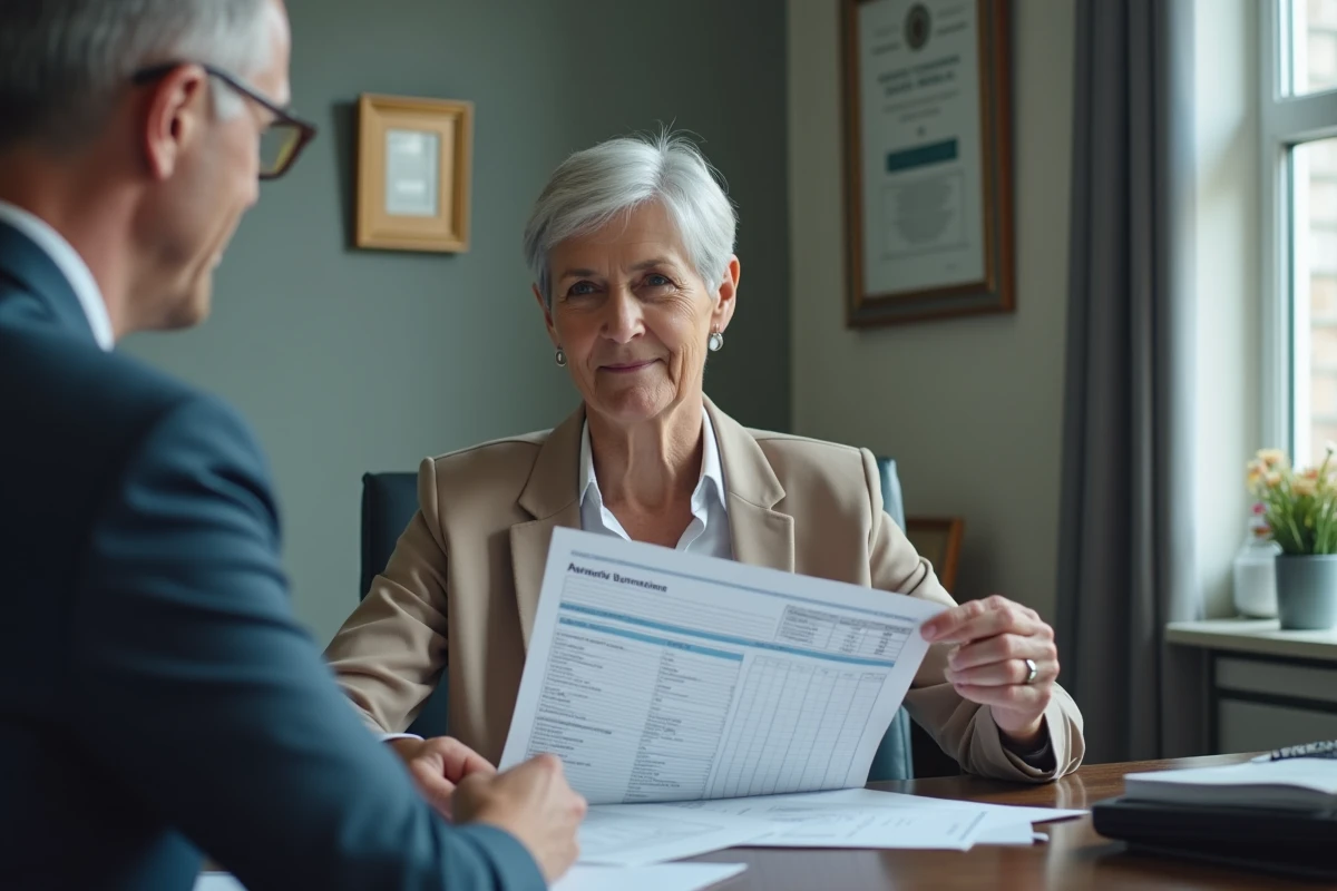 Consultation d'une ancienne combattante avec un conseiller pour sa retraite mutualiste du combattant