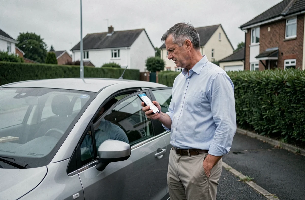 Coordinateur de secteur ADMR consultant son application de suivi sur smartphone lors d'une tournée à domicile