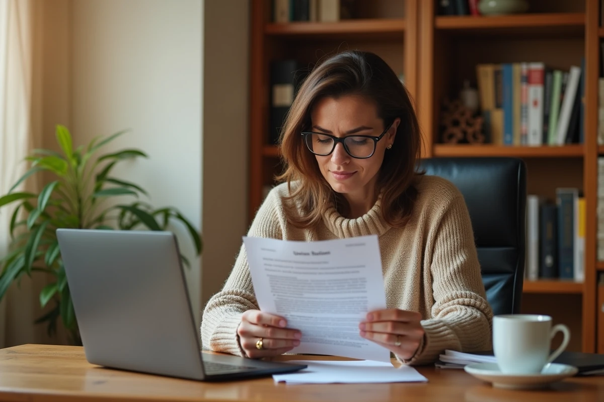 Femme consultant des informations sur ses droits en tant que travailleuse non syndiquée pour participer à une grève