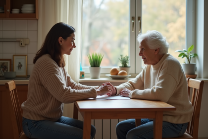Fille et mère dans une cuisine chaleureuse et intime