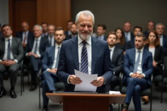 Homme d'affaires anxieux lors d'une réunion en entreprise