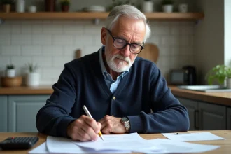 Homme d'âge moyen examinant ses documents financiers