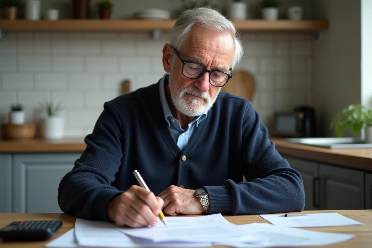 Homme d'âge moyen examinant ses documents financiers